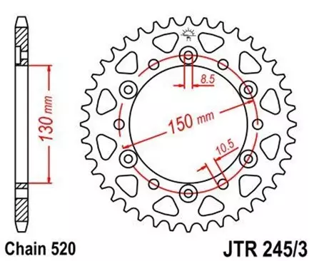 Звезда задняя JT JTR245/3.45 для мотоциклов
