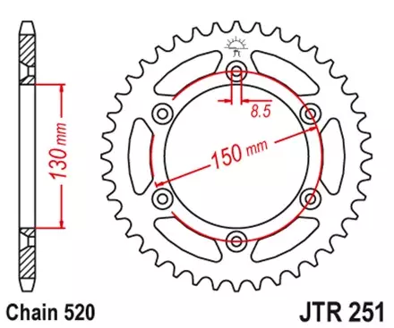 Звезда задняя JT JTR251.50SC для мотоциклов