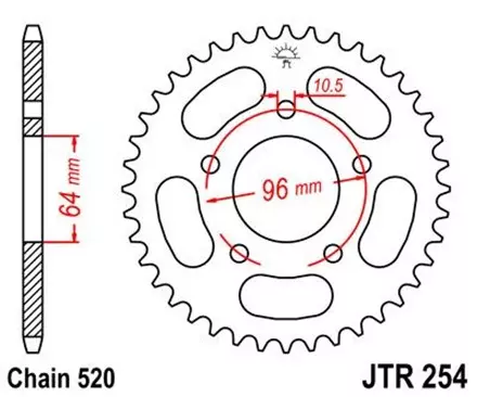 Звезда задняя JT JTR254.50 для мотоциклов
