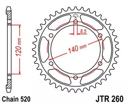 Звезда задняя JT JTR260.38 для мотоциклов