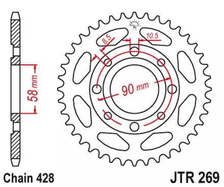 Звезда задняя JT JTR269.51 для мотоциклов
