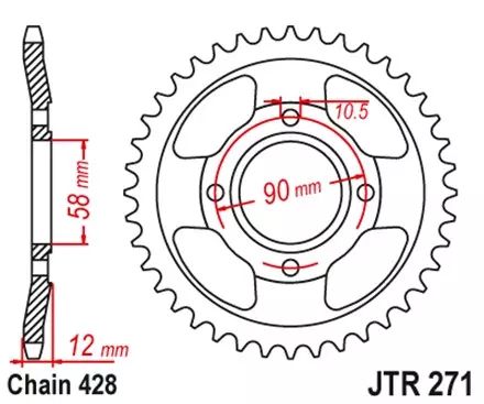 Звезда задняя JT JTR271.50 для мотоциклов