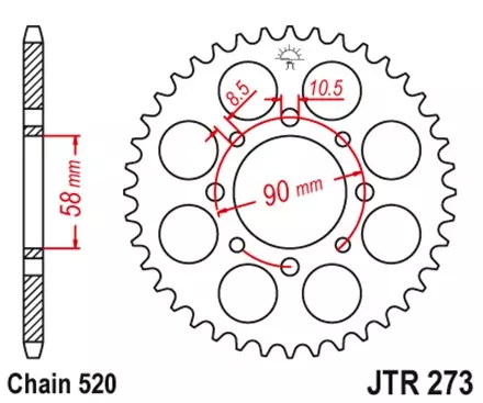 Звезда задняя JT JTR273.39 для мотоциклов