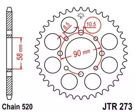 Звезда задняя JT JTR273.45 для мотоциклов