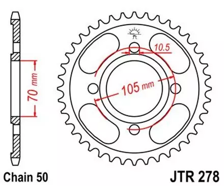 Звезда задняя JT JTR278.38 для мотоциклов