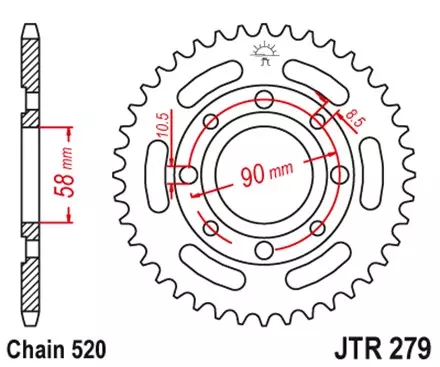 Звезда задняя JT JTR279.39 для мотоциклов