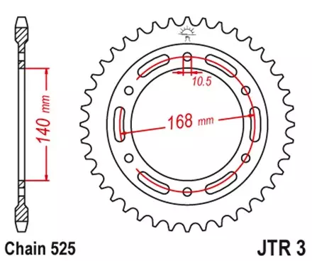 Звезда задняя JT JTR3.41ZBK для мотоциклов
