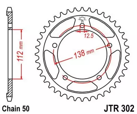 Звезда задняя JT JTR302.44 для мотоциклов