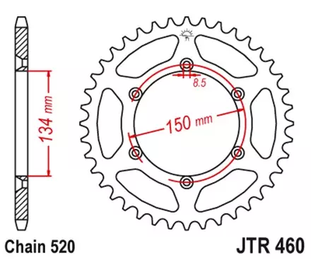 Звезда задняя JT JTR460.50SC для мотоциклов