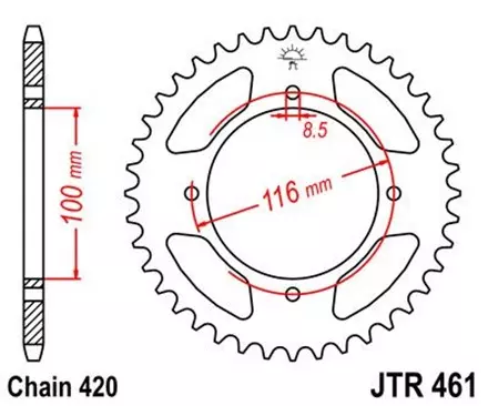 Звезда задняя JT JTR461.51 для мотоциклов
