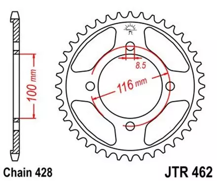Звезда задняя JT JTR462.52 для мотоциклов