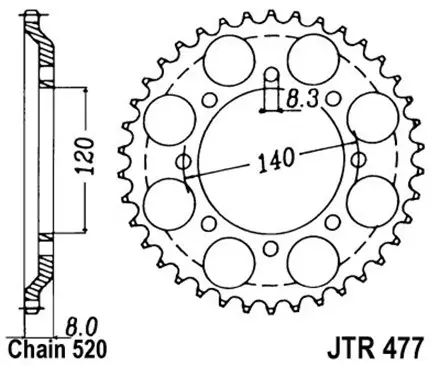 Звезда задняя JT JTR477.43 для мотоциклов