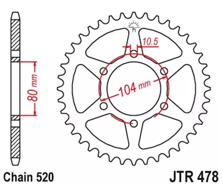 Звезда задняя JT JTR478.46ZBK для мотоциклов