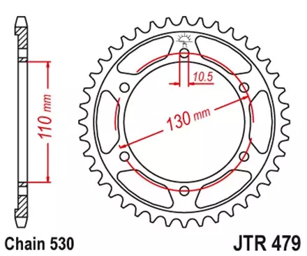 Звезда задняя JT JTR479.45ZBK для мотоциклов