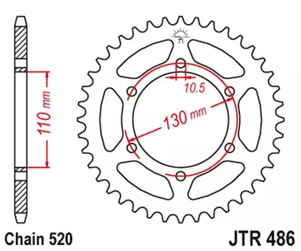 Звезда задняя JT JTR486.38 для мотоциклов