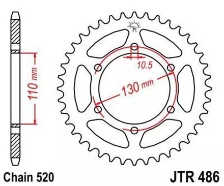 Звезда задняя JT JTR486.44 для мотоциклов