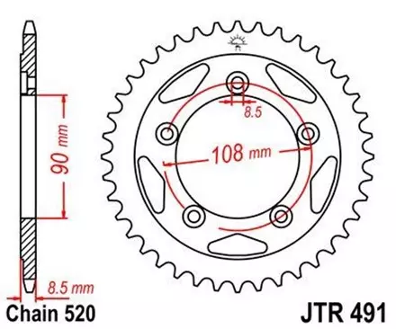 Звезда задняя JT JTR491.38 для мотоциклов