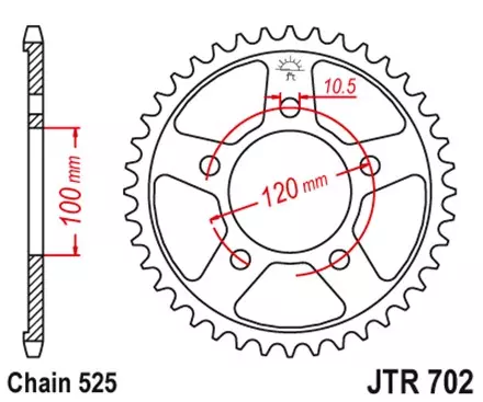 Звезда задняя JT JTR702.45 для мотоциклов