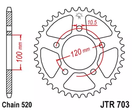 Звезда задняя JT JTR703.44 для мотоциклов