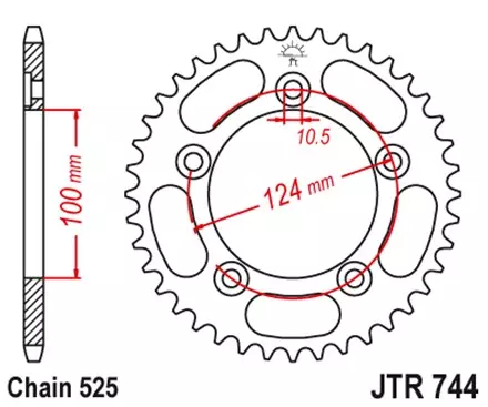 Звезда задняя JT JTR744.38 для мотоциклов