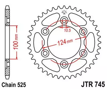 Звезда задняя JT JTR745.39 для мотоциклов