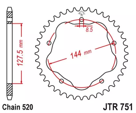 Звезда задняя JT JTR751.42 для мотоциклов