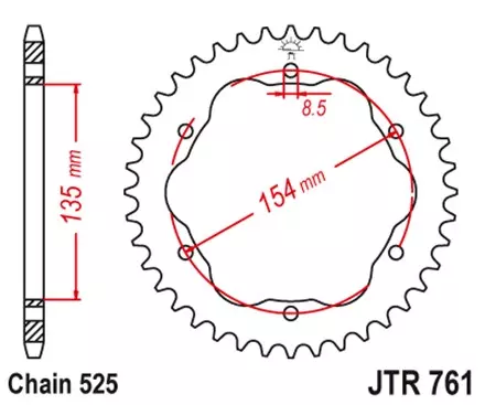 Звезда задняя JT JTR761.38 для мотоциклов