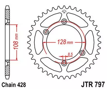 Звезда задняя JT JTR797.51 для мотоциклов