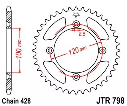 Звезда задняя JT JTR798.44 для мотоциклов