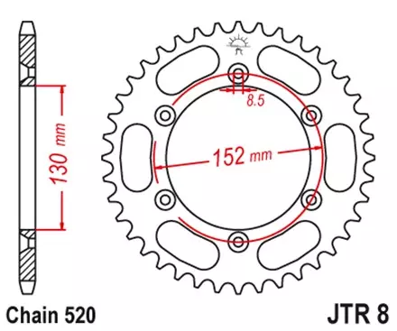Звезда задняя JT JTR8.51 для мотоциклов