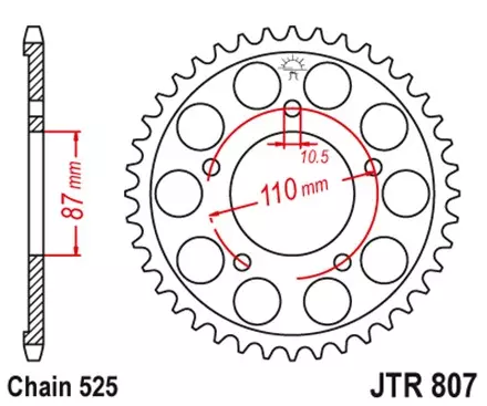 Звезда задняя JT JTR807.48ZBK для мотоциклов