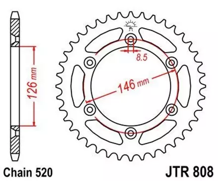 Звезда задняя JT JTR808.51 для мотоциклов