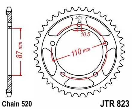 Звезда задняя JT JTR823.39 для мотоциклов