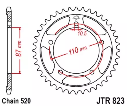 Звезда задняя JT JTR823.39ZBK для мотоциклов