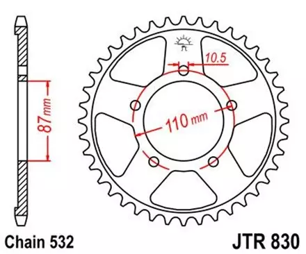 Звезда задняя JT JTR830.46 для мотоциклов