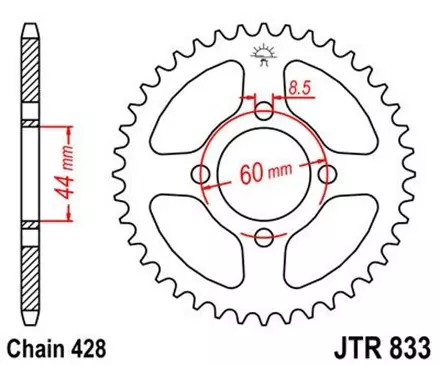 Звезда задняя JT JTR833.49 для мотоциклов