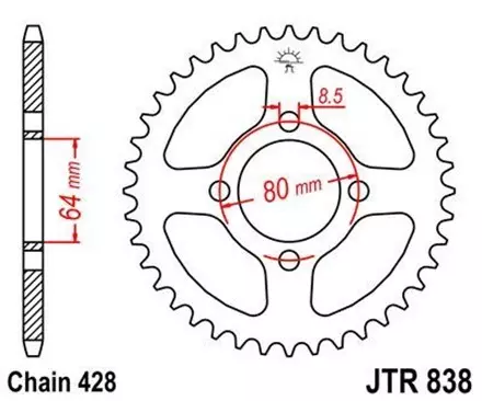 Звезда задняя JT JTR838.43 для мотоциклов