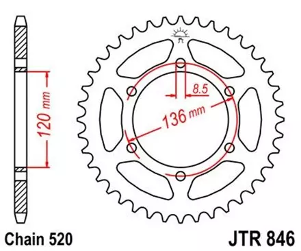 Звезда задняя JT JTR846.39 для мотоциклов