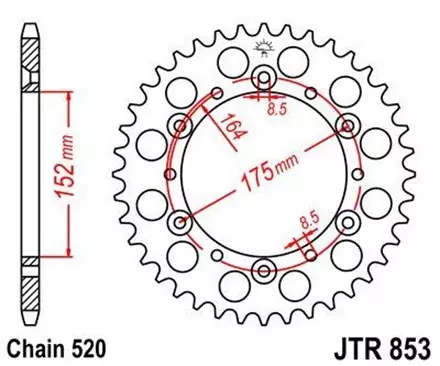 Звезда задняя JT JTR853.52 для мотоциклов