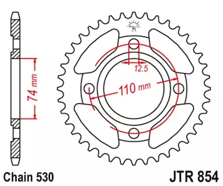 Звезда задняя JT JTR854.36 для мотоциклов