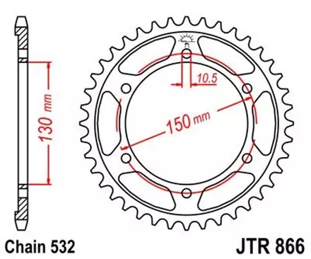 Звезда задняя JT JTR866.38 для мотоциклов