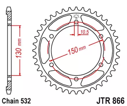 Звезда задняя JT JTR866.39 для мотоциклов