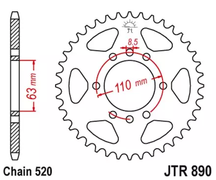 Звезда задняя JT JTR890.45ZBK для мотоциклов