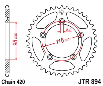 Звезда задняя JT JTR894.48ZBK для мотоциклов