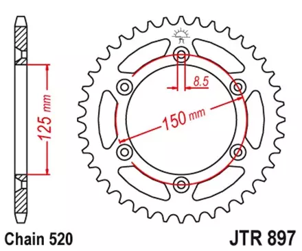 Звезда задняя JT JTR897.49SC для мотоциклов