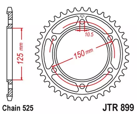 Звезда задняя JT JTR899.42ZBK для мотоциклов