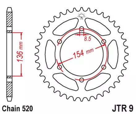 Звезда задняя JT JTR9.47 для мотоциклов