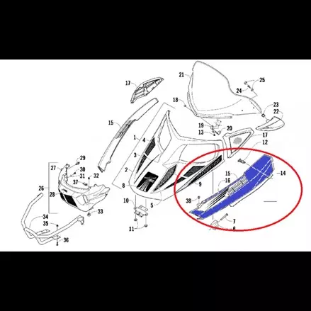 Панель капота снегохода левая синяя с наклейками Arctic Cat BearCat Z1 XT, 570XT, 5000 XT, 2000 XT 2009+ 3718-385, 2718-817, 2718-835, 2718-793, 2718-977, 3718-127, 2718-289, 2718-791, 2718-895, 2718-